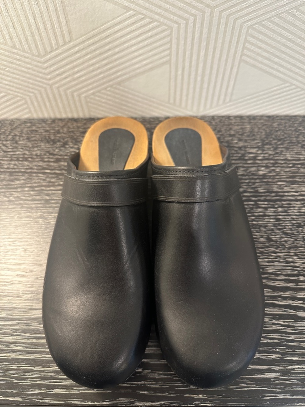 Isabel Marant Black Leather Clog Mules